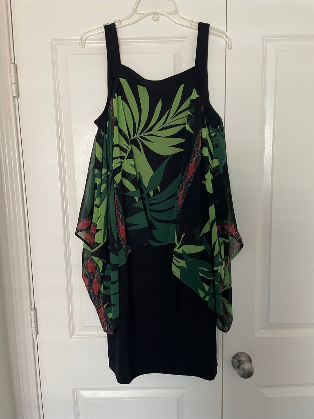 Joseph Ribkoff black and multicolor sheer sleeved dress size 16